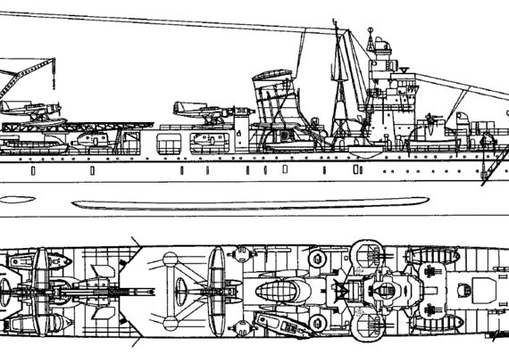 Cruiser IJN Agano 1943 [Light Cruiser] - drawings, dimensions, pictures